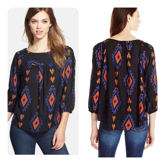Lucky Brand Tops - Lucky Brand Amelia Print Peasant Top